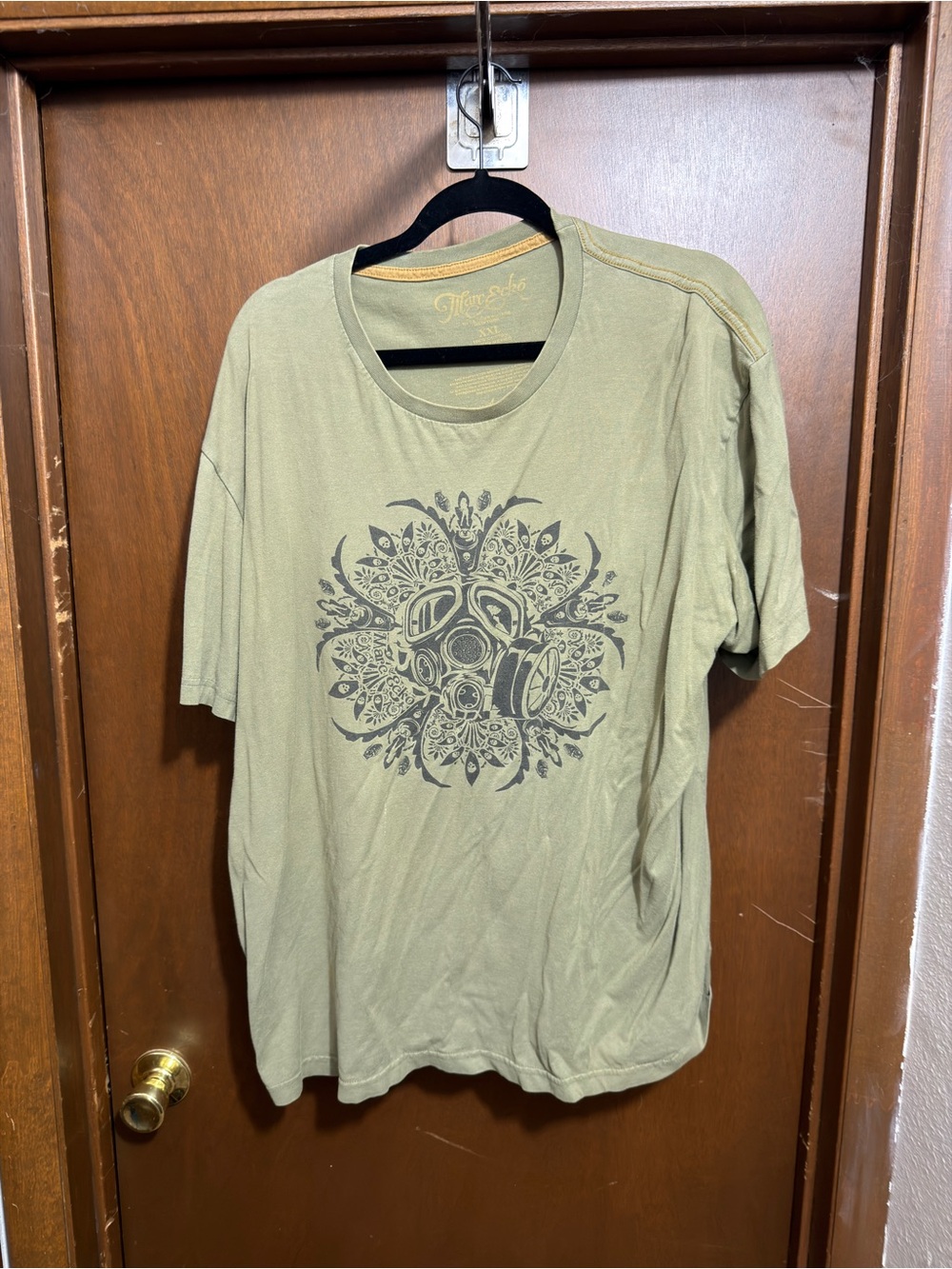 Marc Ecko Army Green Gas Mask Mandala Print TShirt XXL